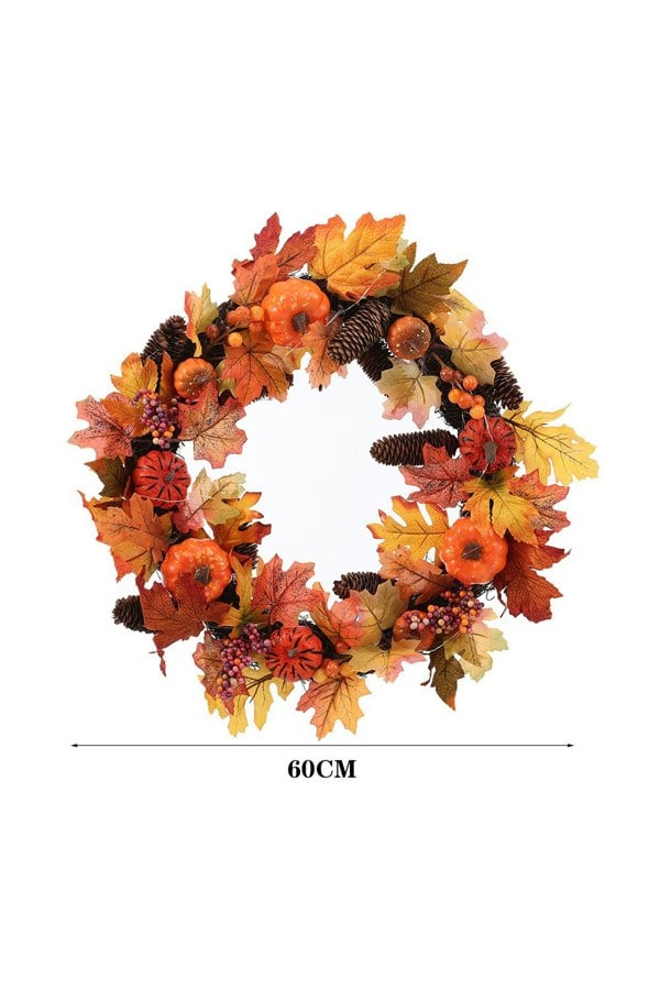 Living and Home Dia 60Cm Rustic Faux Maple Leaves Halloween Autumn Decoration with LED Lights