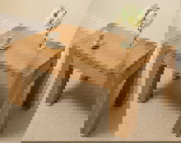 That's Furniture Kuba Chunky Oak Coffee Table for Living Room - 90cm