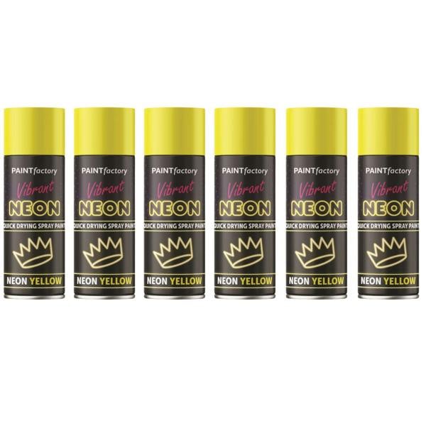 Paint Factory 6X  Fluorescent Neon Yellow Spray Paint 200ml