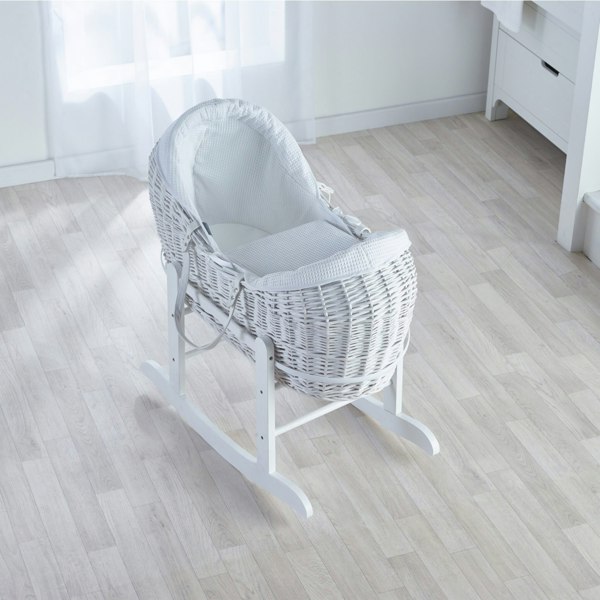 Kinder Valley White Waffle White Wicker Pod Moses Basket