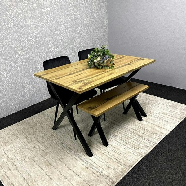 Kosy Koala Dining Table Set with 2 Velvet Chairs And Wooden Bench Dining Room Furniture