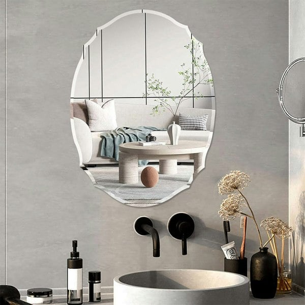 Wall Mounted Mirror with Beveled Edge for Bathroom Vanity Entryway Living Room Bathroom Mirrors Living and Home