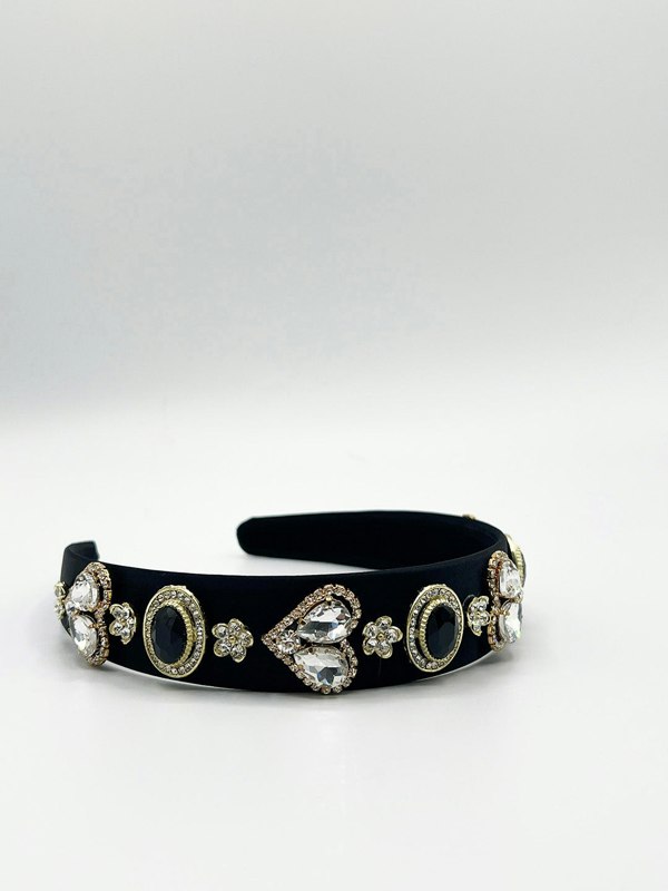 SVNX Heart Embellished Headband In Black