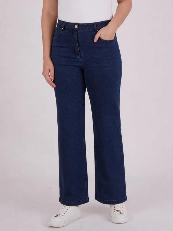 PennyPlain 5 Pocket Wide Leg Denim - Denim Wash