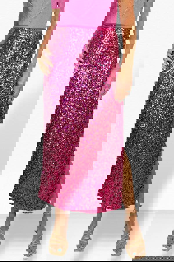 Paulo Due Women's Sequin Maxi Skirt with Side Slit