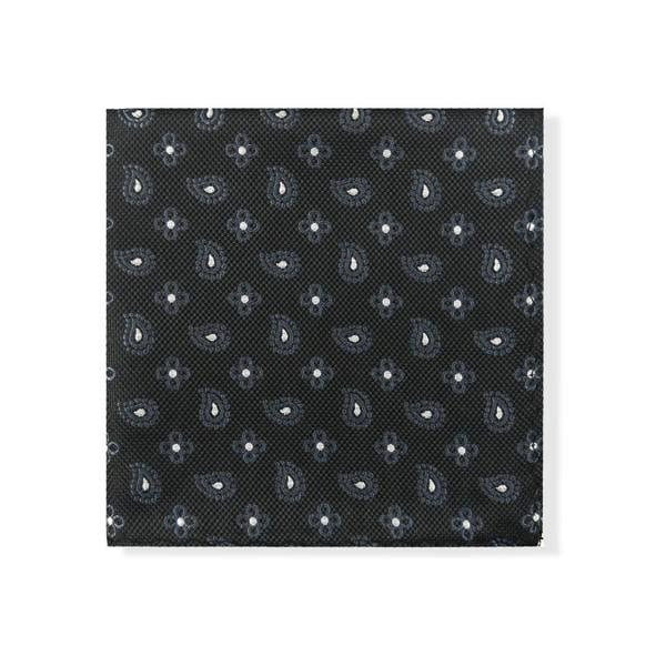 Black Geometric Tie & Pocket Square Set