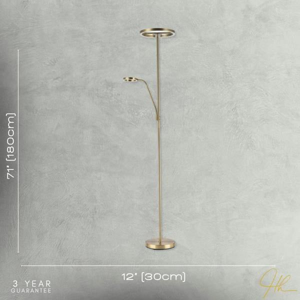 Halo LED Mother and Child Floor Lamp in Antique Brass with Dimmers Image 7