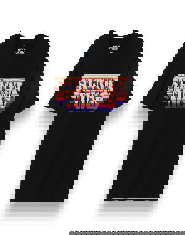 Stranger Things Unisex Black Retro Logo Short Sleeved T-Shirt