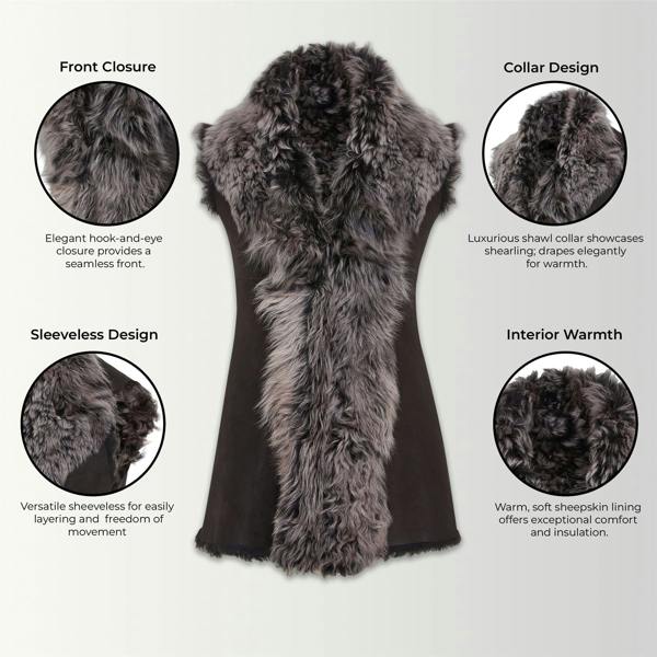 Infinity Leather Women's Toscana Shearling Nappa Leather Sheepskin Gilet - Parkes