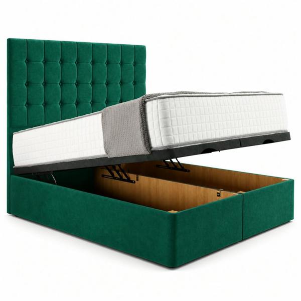 Great British Beds Glasgow Divan Ottoman Bed - Green Plush