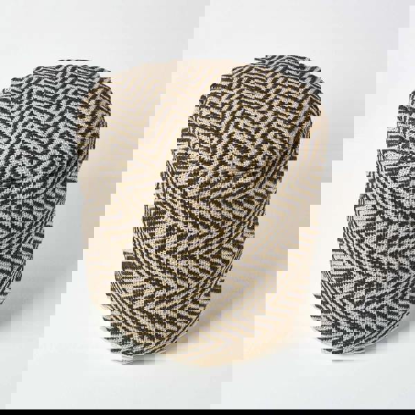 HOMESCAPES Black and Cream Chevron Pattern Pouffe