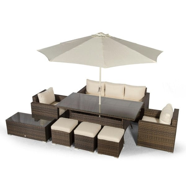 Giardino Sydney 8 Seater Conversation Dining Set With Coffee Table & 3 Stools
