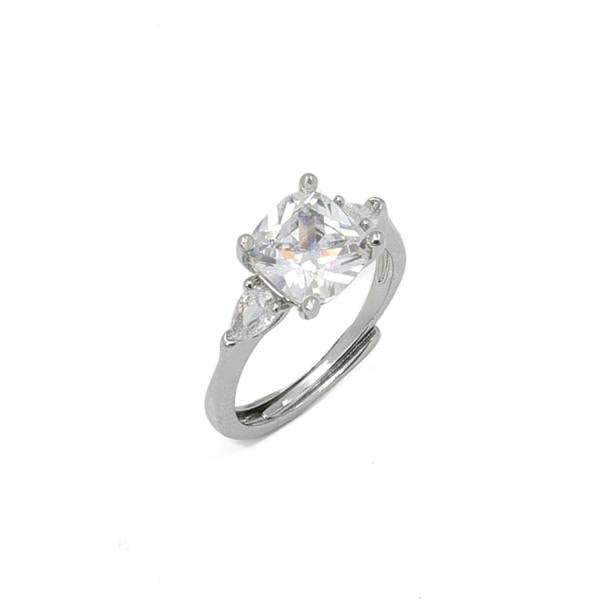 Say It With Adjustable Cushion Cut Trilogy Ring - Silver