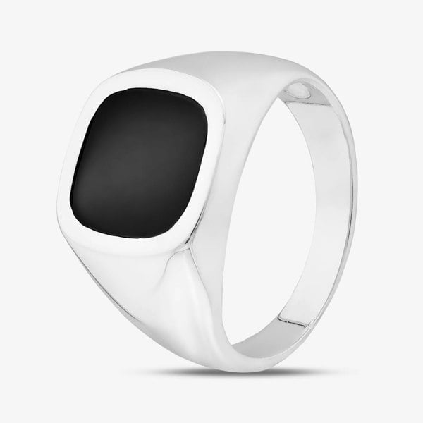 T. H. Baker Sterling Silver Black Onyx Signet Ring S2037