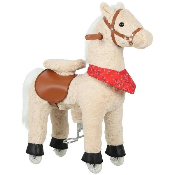 Ride on Horse Pedal Ride On Walking Horse Toy Rotatable Head Neighing Sound, Light Brown