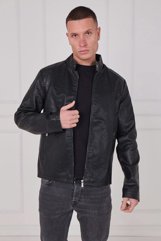 Men's PU Leather Zip Jacket