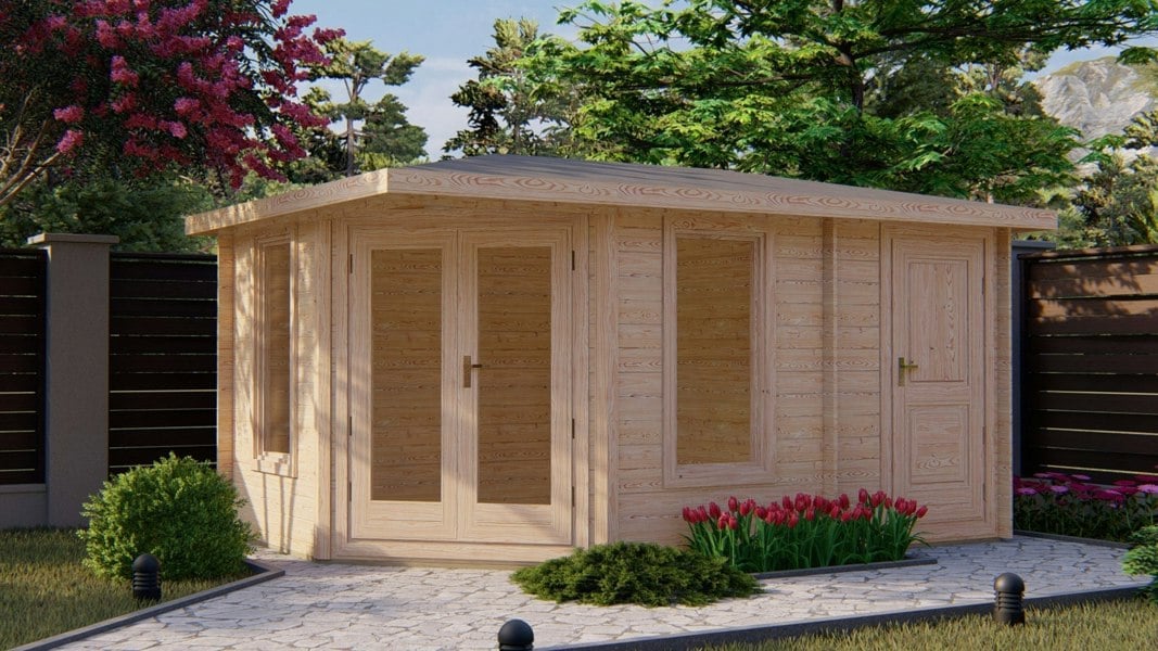 Shire Rita 10x14 Log Cabin Corner Office and shed mulitroom 44mm cladding - Best Shed