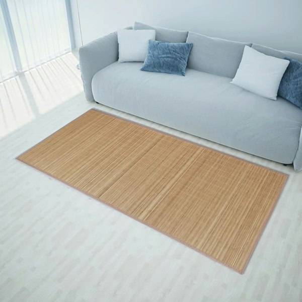 Berkfield Rectangular Brown Bamboo Rug 80 x 300 cm