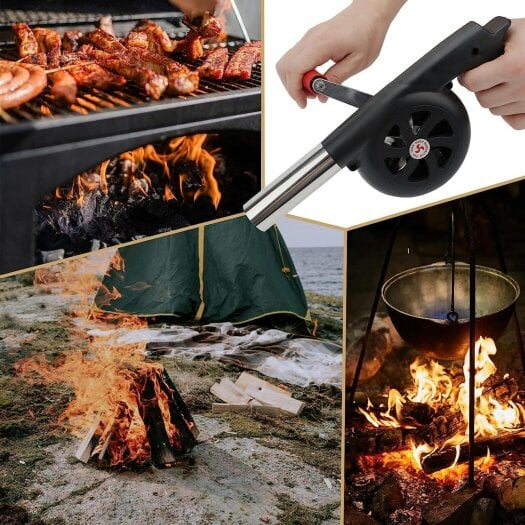 Dyzi Manual Hand Crank BBQ Fan Air Blower Portable Grill Fire Starter