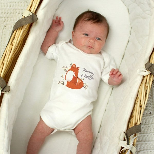 Personalised Memento Company Personalised Mummy and Me Fox 0-3 Months Baby Vest
