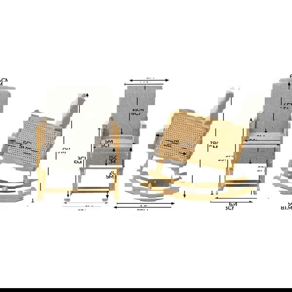 Linen Wooden Rocking Chair-Grey Living and Home