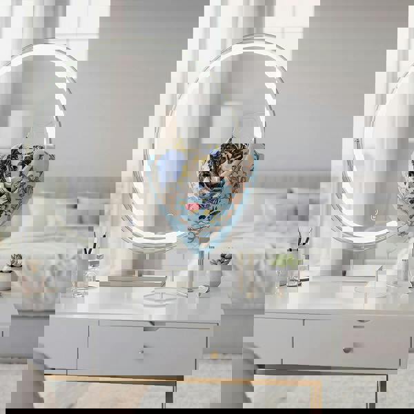 Anyyou Fashion Premium Satin Square Scarf – Roses Blue Silk-Feel Neckwrap for Women