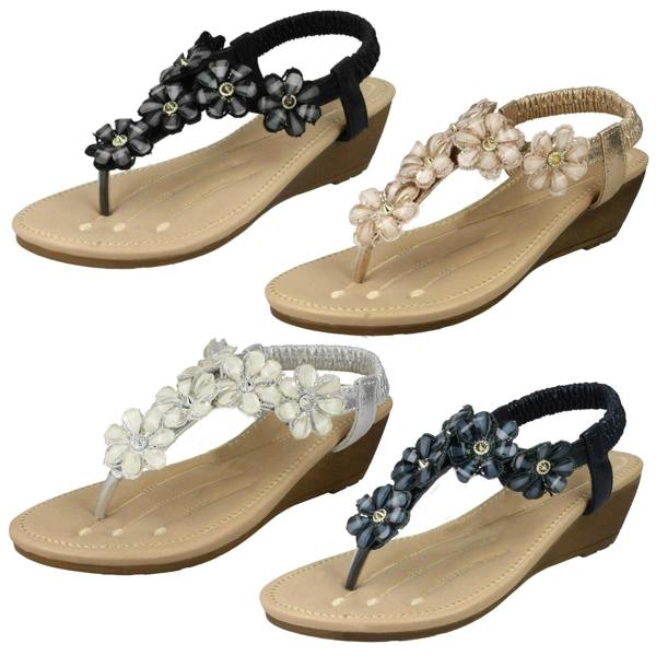 Savannah Ladies Savannah Mid Wedge Toepost Sandals