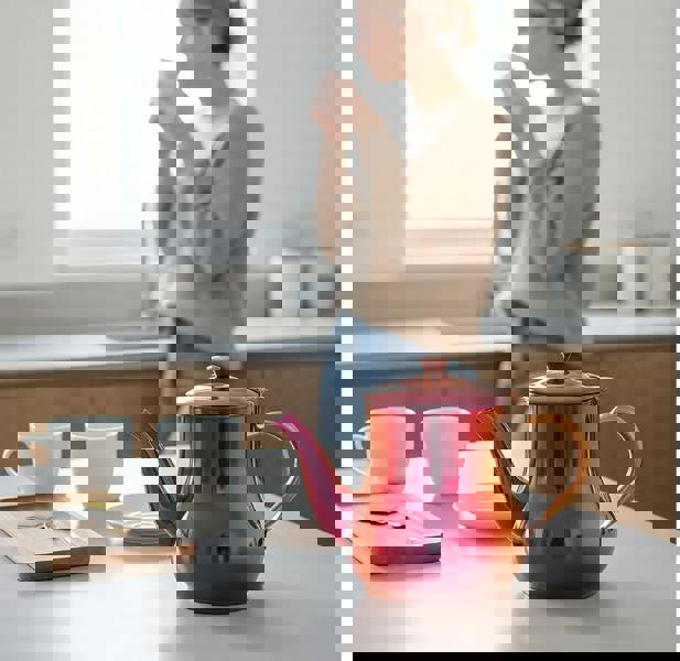 Anygleam Teapot Red Rainbow Stainless Steel with Filter for Coffee, Tea, Oil and Liquid Seasonings Container Kettle