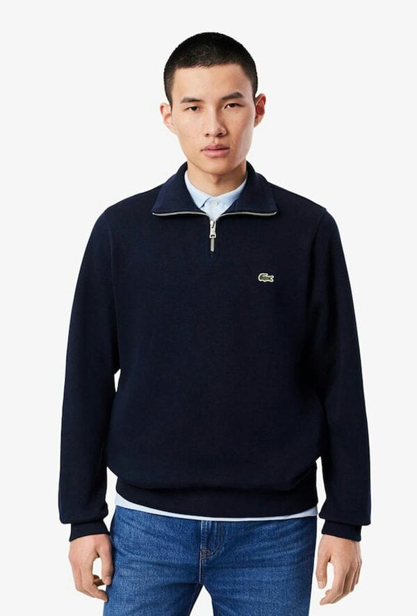 Lacoste Men's Zip-Up High Neck Interlock Sweatshirt - Navy