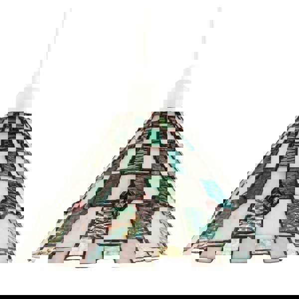 Emerald Green and Opal White Tiffany Pendant Shade with Ruby Red Beads Image 1