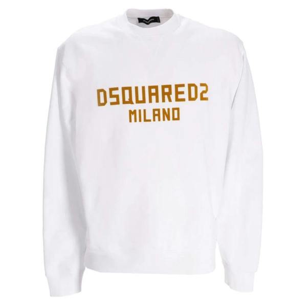 DSquared2 Mens Milano Logo Cool Fit Sweatshirt - White/Ochre - 