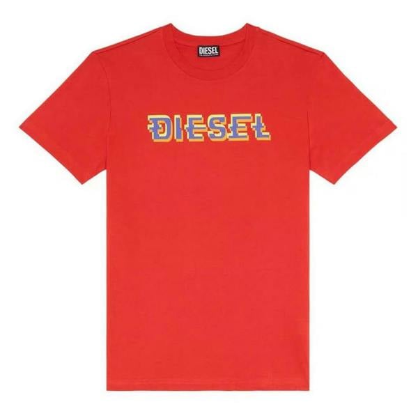 Diesel Unisex Adult Pixel Logo T-Shirt - Red - 