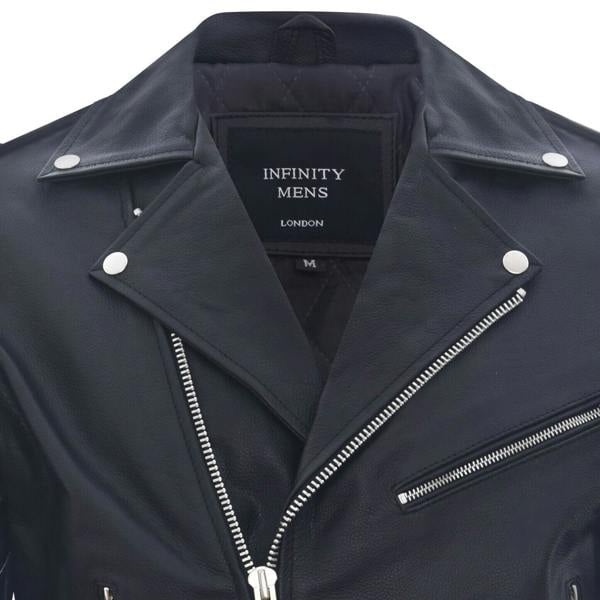 Infinity Leather Mens Cow-Hide Black Brando Jacket -Venice