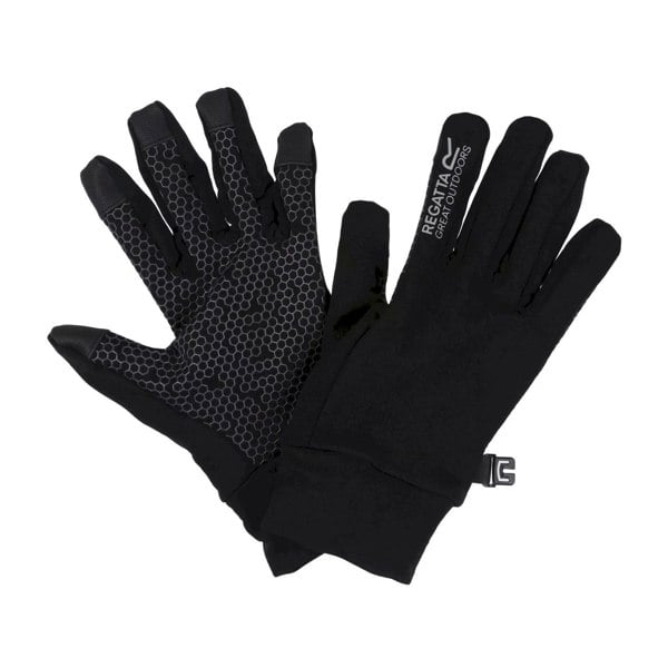 Regatta Childrens/Kids Grippy II Lightweight Gloves - Black/Dark Grey