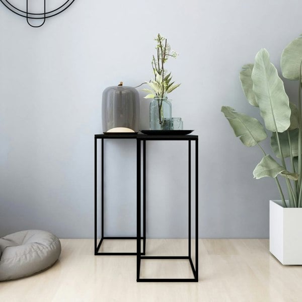 Berkfield Side Tables 2 pcs Black Steel