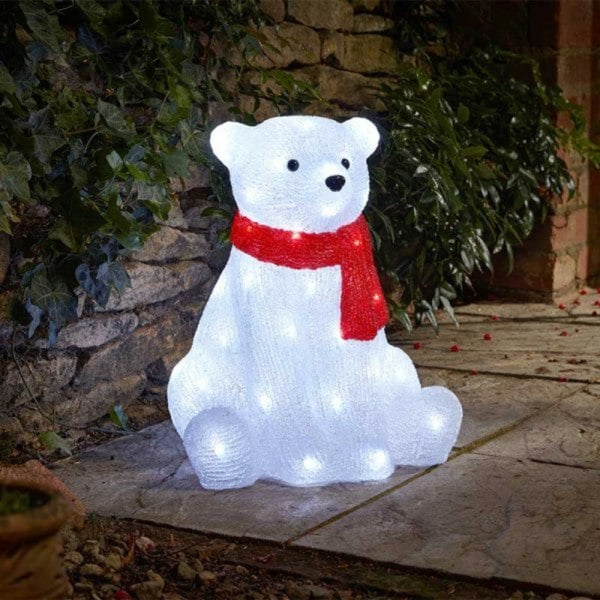 Samuel Alexander 44cm Light up Christmas Polar Bear Decoration with 50 Cool White LEDs