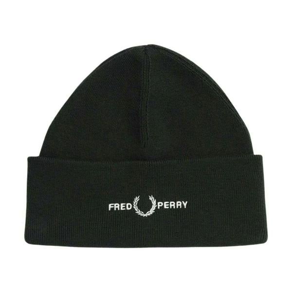 Fred Perry Unisex Adult Graphic Logo Beanie - Dark Green - 