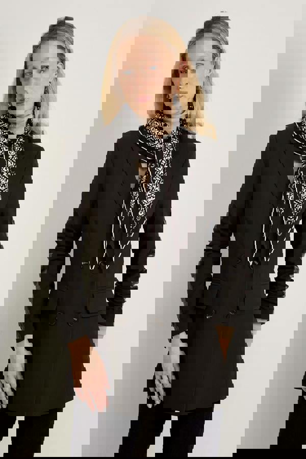 GWD Geometric Printed Diamond Black Silk Scarf