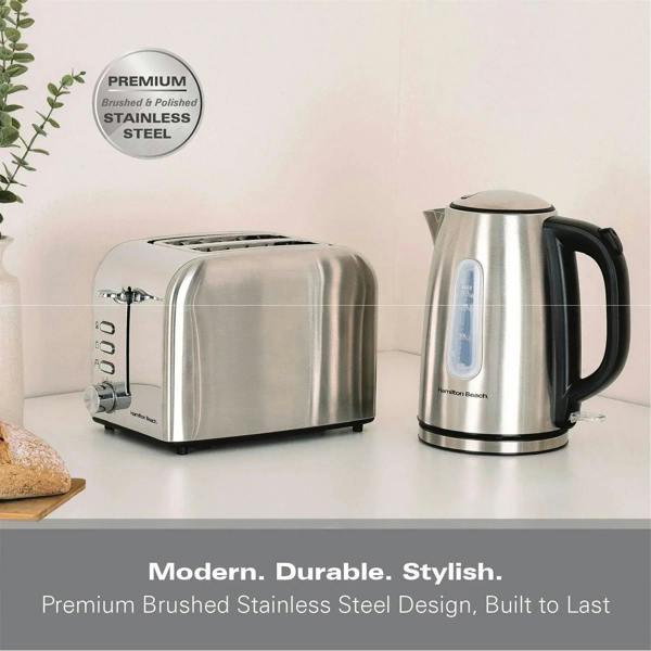 Hamilton Beach Rise Stainless Steel 1.7L Kettle - Brushed - Hamilton Beach UK