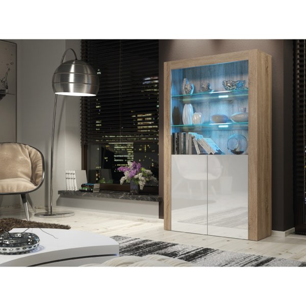 Mex Furniture Premium 170cm Cabinet Sideboard High Gloss Doors Cupboard & Display & Free LED Lights