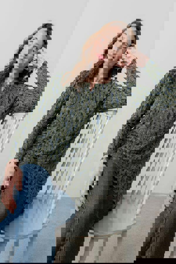 Maple Printed Cotton Jersey Tunic Navy | Lily and Me Clothing