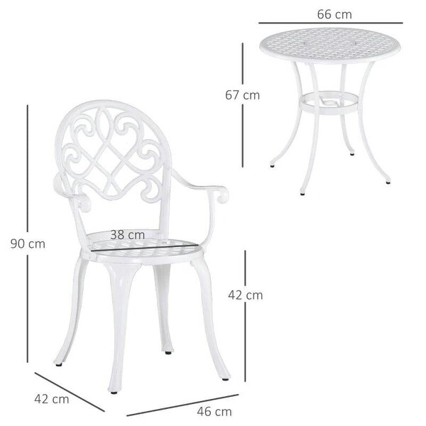 Three-Piece Elegant Aluminium Garden Set - White