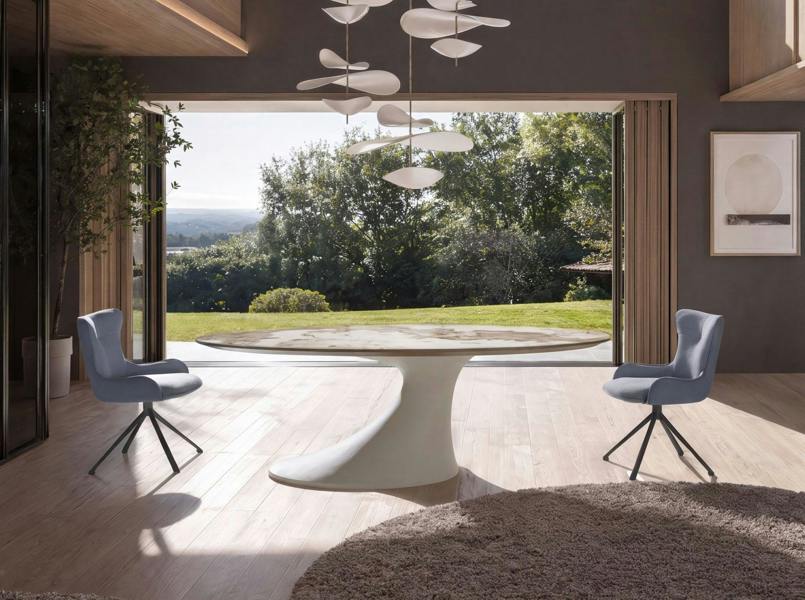 Angel Cerdá Swivel chair in blue fabric 4204