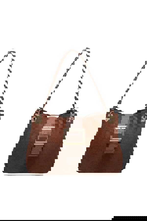 Kitise Shoulder Bag with Buckle Accent and Dual Top Handles