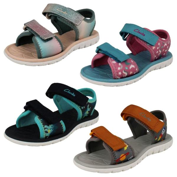 Clarks Kids Clarks Pattern Detailed Adjustable Sandals - Surfing Tide T