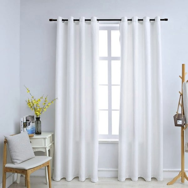 Berkfield Blackout Curtains with Metal Rings 2 pcs Off White 140x225 cm