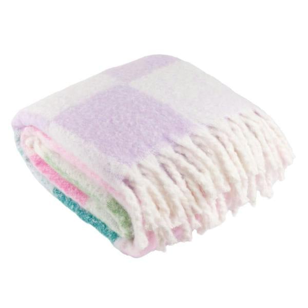 Furn Maisie Checked Tassel Throw - Aqua Blossom