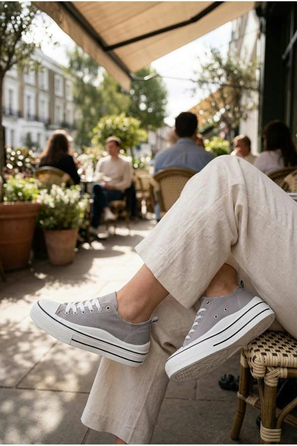 Saoirse Low Top Canvas Trainers - Grey