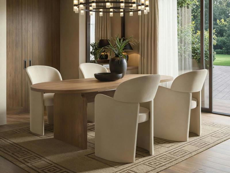 Varm & Estella Extendable Dining Table with Velvet Chairs