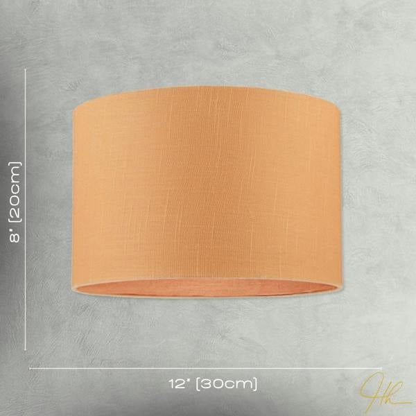 Designer Soft Apricot Cream Textured Linen Fabric Circular Lamp Shade Image 7